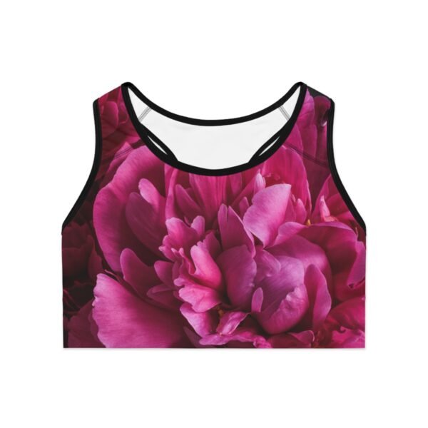 Floral Sports Bra, Pink and Black Workout Bra, Athletic Yoga Top, Fitness Apparel, Gym Wear, Cute Activewear - Image 2