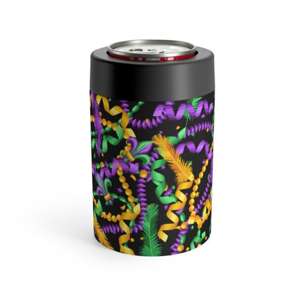 Mardi Gras Can Holder, Festive Drink Sleeve for Parades & Parties, Beverage Insulator, Reusable Beer Coozie, Cajun Celebration Gift, Fleur - Image 3