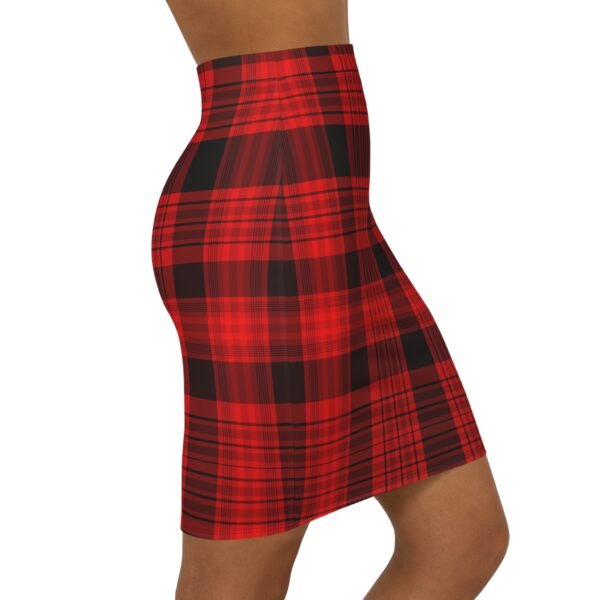 Women's Pencil Skirt - Black and Red plaid Design - Image 4