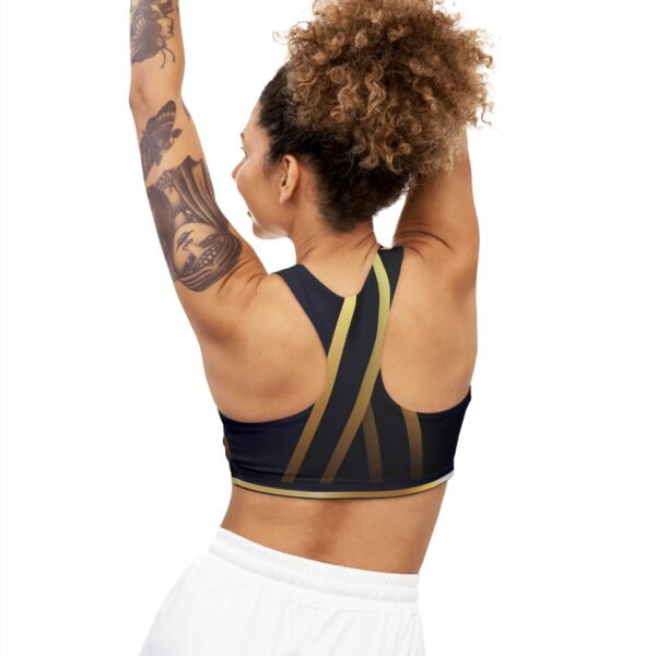 Navy and Gold Stripe Sports Bra, Workout Bra, Athletic Top, Gym Bra, Yoga Bra, Active Wear - Image 4