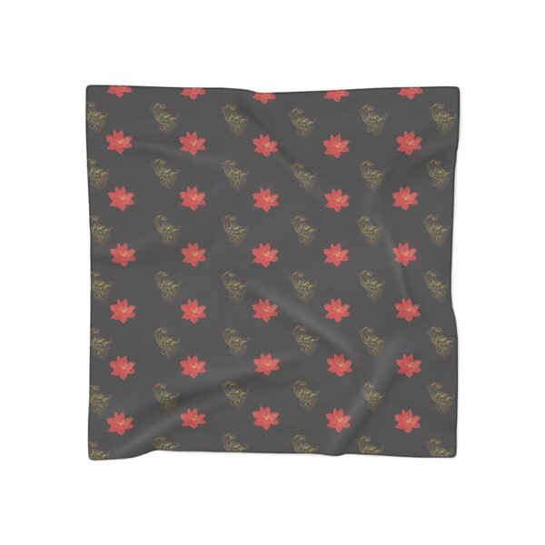 red and gold floral Poly Scarf - Image 4