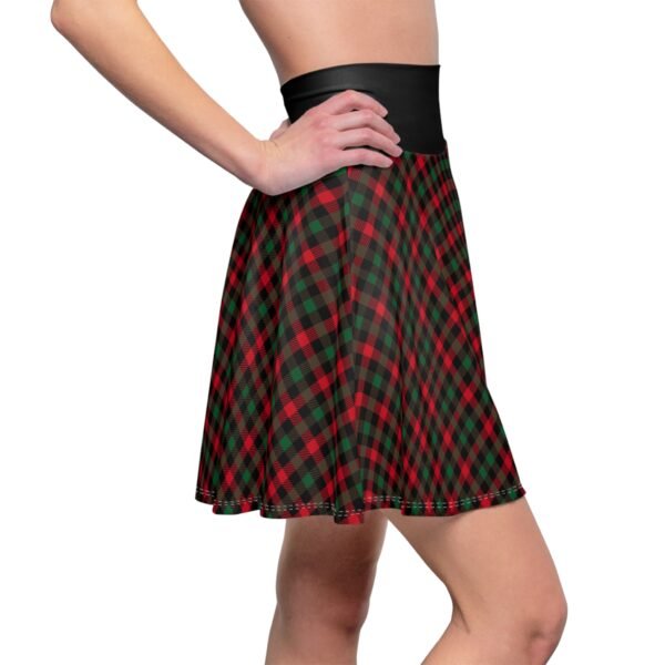 Christmas Plaid Skater Skirt, Festive Party Holiday Skirt, Women's Xmas Mini Skirt, Red Green Plaid Flare Skirt, Christmas Party Outfit, - Image 4