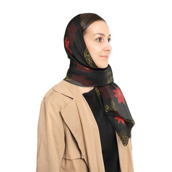 red and gold floral Poly Scarf - Image 6