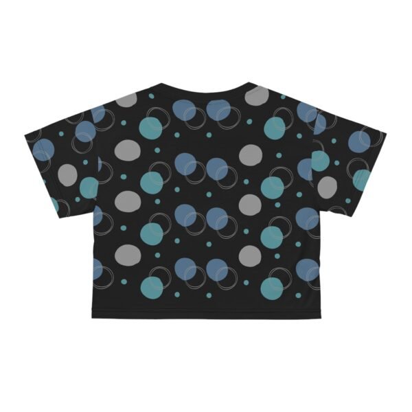 Circle Pattern Crop Tee, Blue and Black Crop Top, Adorable Crop Shirt, Trendy Cropped T-shirt, Cute Crop Blouse - Image 5