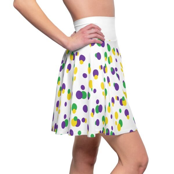 Mardi Gras Polka Dot Skater Skirt, Women's Carnival Fashion, Fun Flared Mini Skirt, Dance Party Outfit, Festival Clothing - Image 7