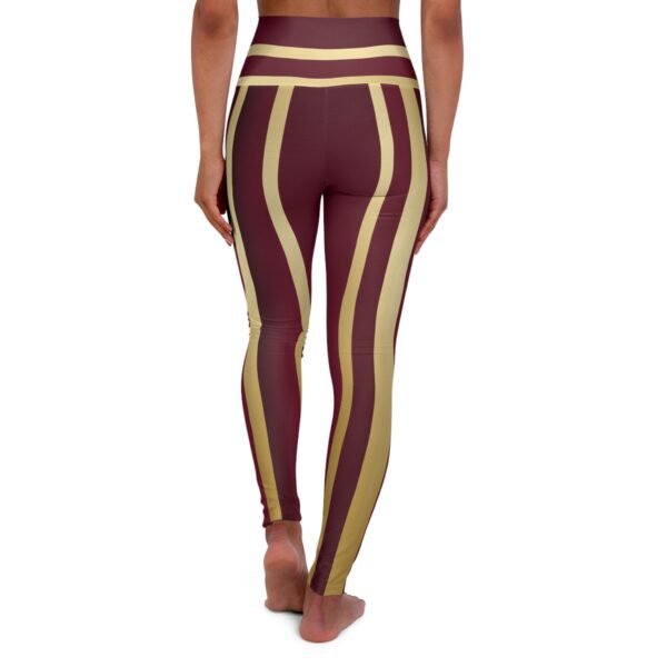 Burgundy and Gold Yoga Leggings, Athletic Pants, Workout Tights, Fitness Leggings, Gym Wear, Active Bottoms - Image 2