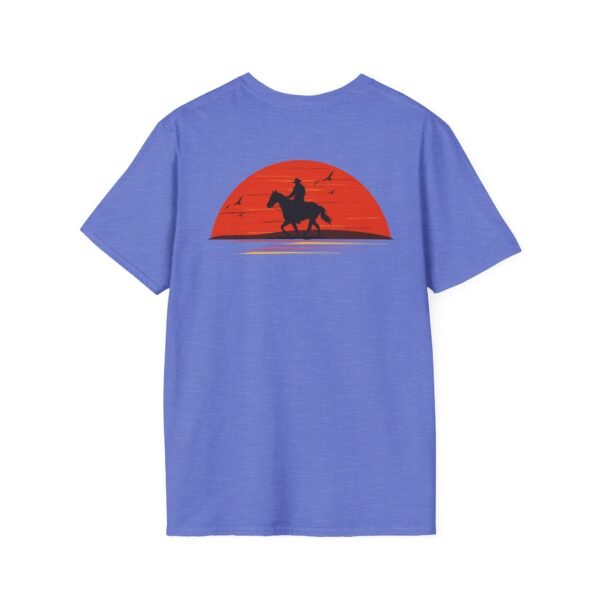 Men's horse riding into sunset Softstyle T-Shirt - Image 44