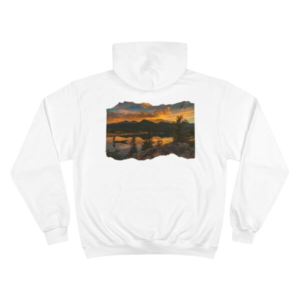 Mountain Sunset Champion Hoodie, Fishing Outdoor Adventure Sweatshirt, Nature Lover Gift, Camping Clothing, Cozy Pullover Hoodie - Image 6