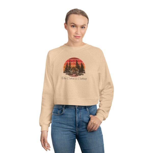 Women's The cabin is calling fall Cropped Fleece Pullover - Image 4