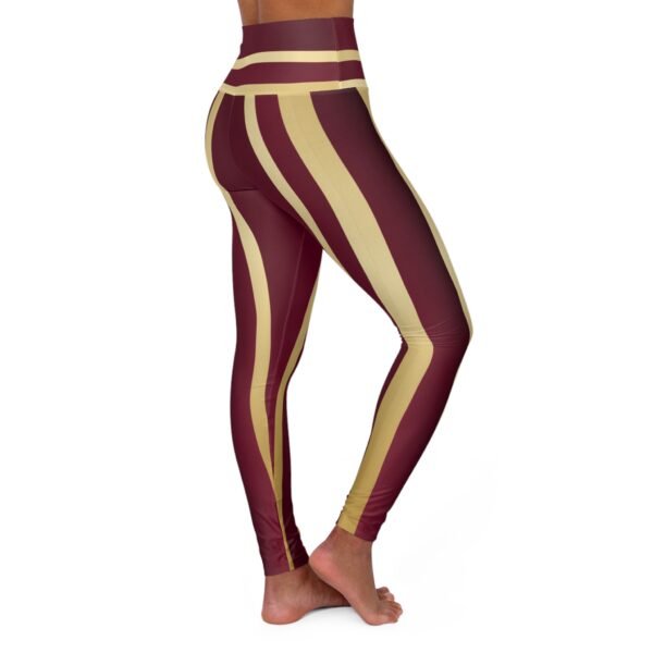 Burgundy and Gold Yoga Leggings, Athletic Pants, Workout Tights, Fitness Leggings, Gym Wear, Active Bottoms - Image 4