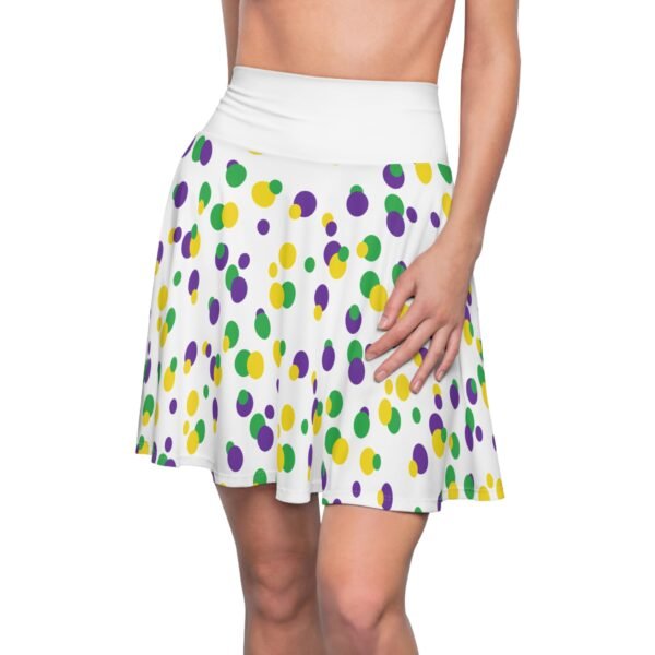 Mardi Gras Polka Dot Skater Skirt, Women's Carnival Fashion, Fun Flared Mini Skirt, Dance Party Outfit, Festival Clothing - Image 2