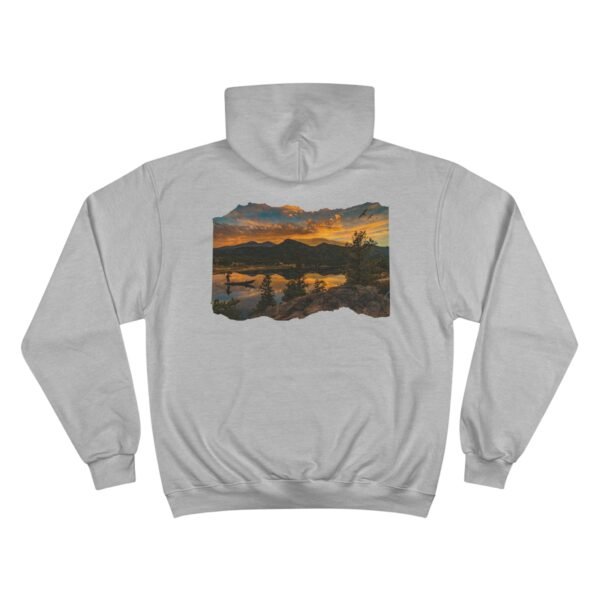 Mountain Sunset Champion Hoodie, Fishing Outdoor Adventure Sweatshirt, Nature Lover Gift, Camping Clothing, Cozy Pullover Hoodie - Image 10