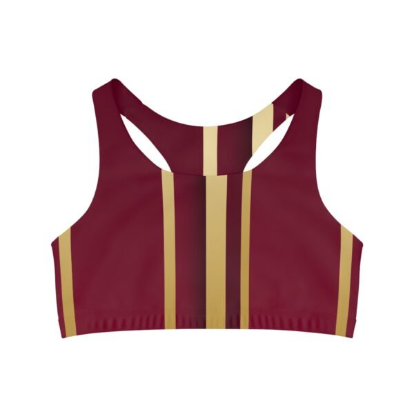 Burgundy and Gold Seamless Sports Bra, Workout Bra, Athletic Top, Gym Wear, Fitness Clothing, Sports Bra for Women - Image 2