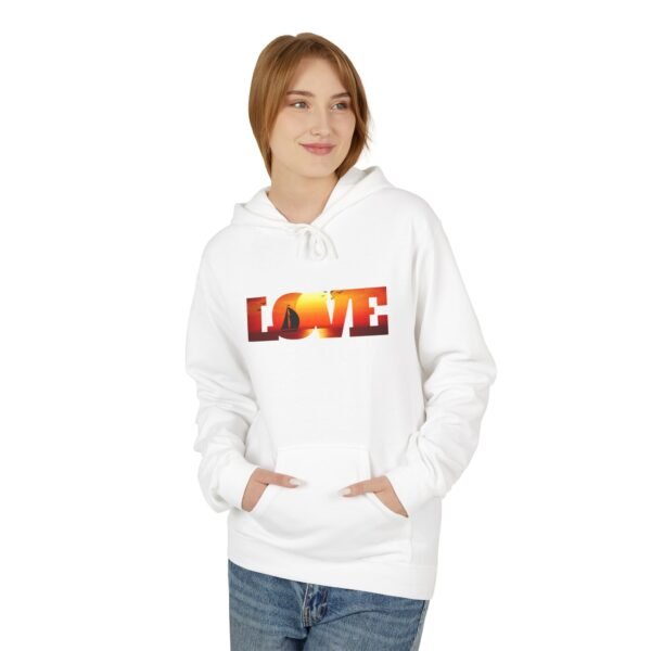 Hoodie, Love Frame Sunset Sailing Graphic, Gifts for Nature Lovers, Cozy Sweatshirt, Nautical Apparel, Beachwear, Unisex Outerwear - Image 7