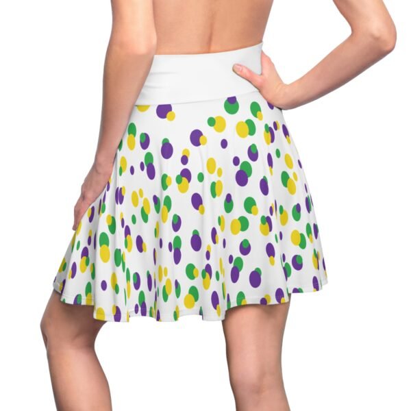 Mardi Gras Polka Dot Skater Skirt, Women's Carnival Fashion, Fun Flared Mini Skirt, Dance Party Outfit, Festival Clothing - Image 3