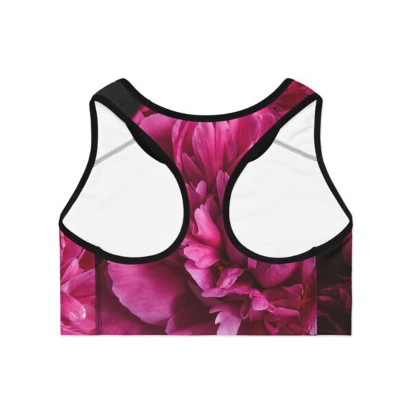 Floral Sports Bra, Pink and Black Workout Bra, Athletic Yoga Top, Fitness Apparel, Gym Wear, Cute Activewear - Image 3