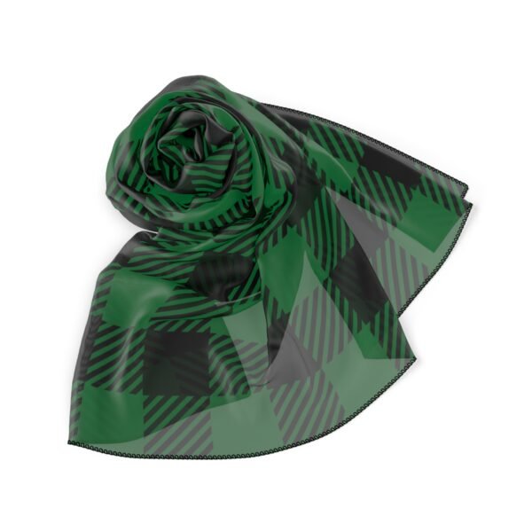 Green and Black plaid Poly Scarf - Image 5