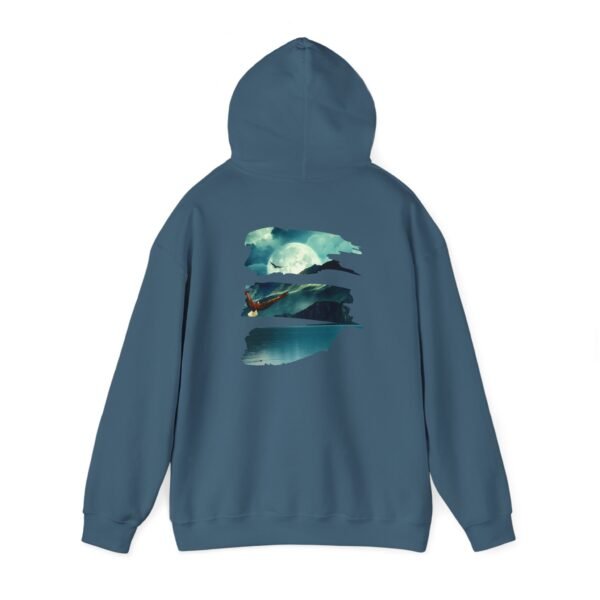 Eagle Moon Mountain Hoodie, Nature Lover Gift, Outdoor Adventure Sweatshirt, Wilderness Graphic Jumper, Animal Lover Pullover, Night Sky - Image 36