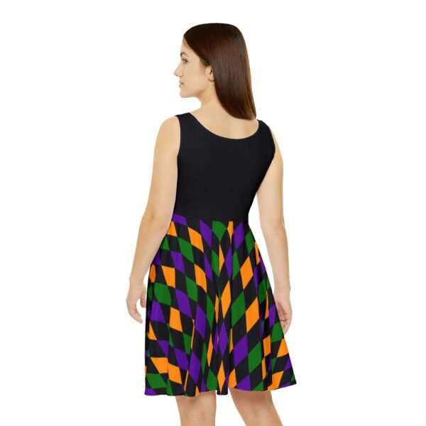 Mardi Gras Skater Dress for Women, Carnival Theme Fashion,  Purple Green Gold Attire - Image 4