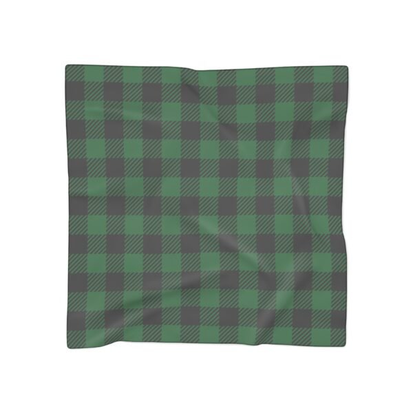 Green and Black plaid Poly Scarf - Image 4