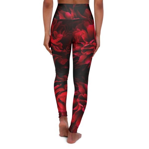 Red and Black Floral Leggings, Women's Activewear, Workout Pants, Yoga Tights, Athletic Apparel - Image 2