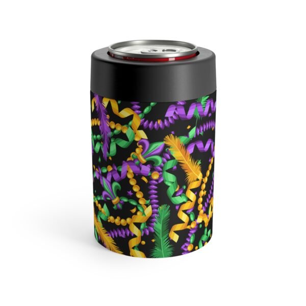 Mardi Gras Can Holder, Festive Drink Sleeve for Parades & Parties, Beverage Insulator, Reusable Beer Coozie, Cajun Celebration Gift, Fleur - Image 4