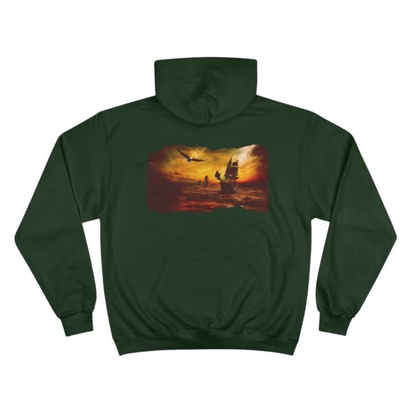 Eagle Storm Champion Hoodie, Unique Graphic Print, Stylish Pullover, Bird Lover Gift, Nature Enthusiast Apparel