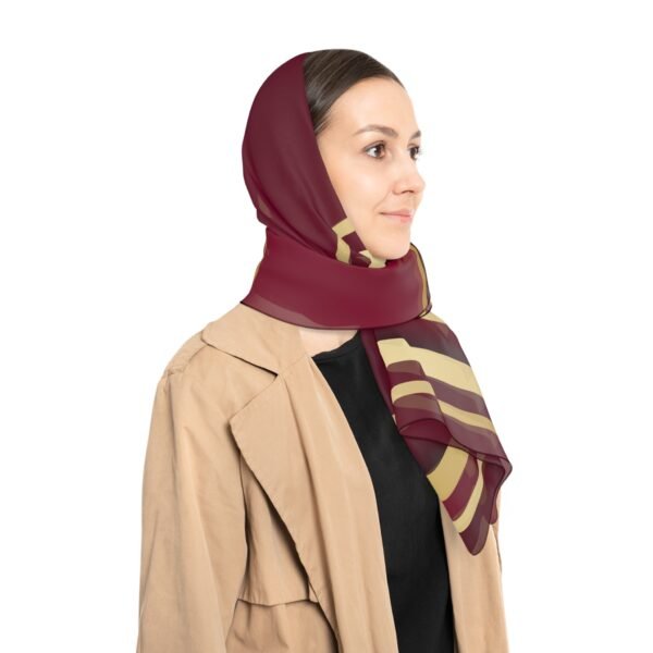 Gold and burgundy striped Poly chiffon Scarf - Image 6