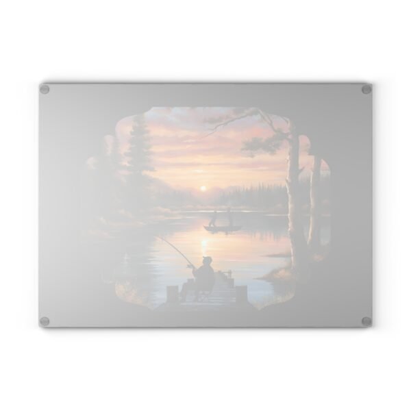 Fishing in the afternoon Glass Cutting Board - Image 2