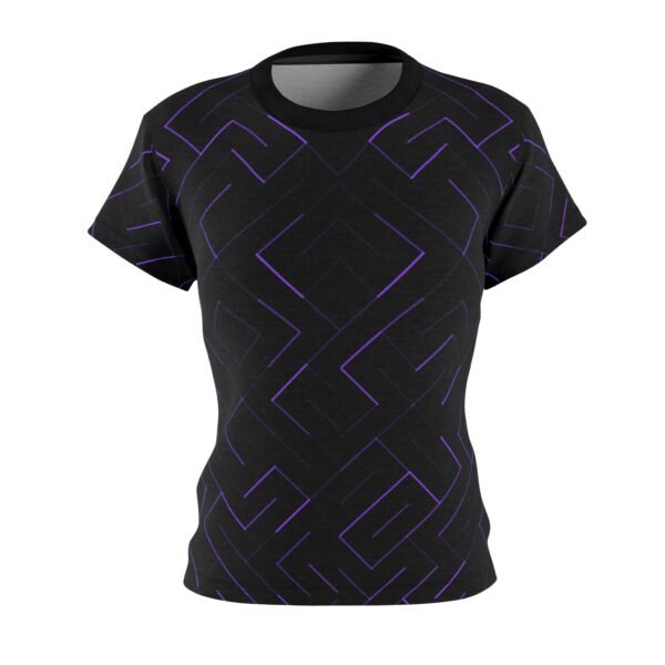 Black and Purple Women's Tee, Graphic Cut and Sew Shirt, Unique Ladies Top, Trendy Casual Wear, Stylish Feminine T-Shirt - Image 4