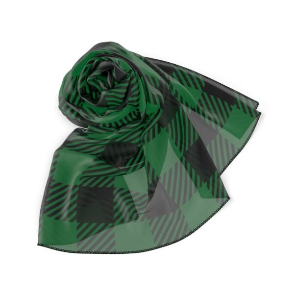 Green and Black plaid Poly Scarf - Image 3