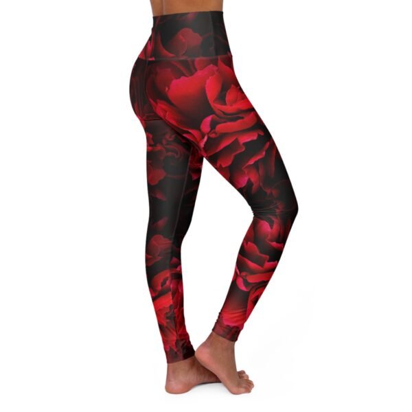 Red and Black Floral Leggings, Women's Activewear, Workout Pants, Yoga Tights, Athletic Apparel - Image 4