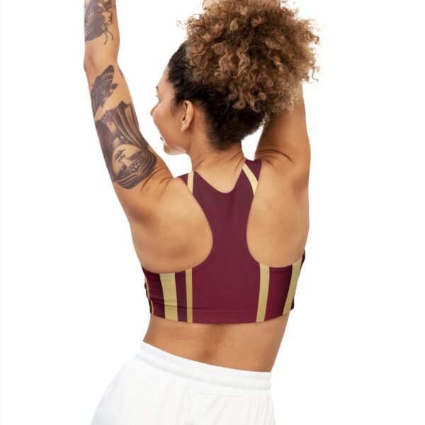 Burgundy and Gold Seamless Sports Bra, Workout Bra, Athletic Top, Gym Wear, Fitness Clothing, Sports Bra for Women - Image 4