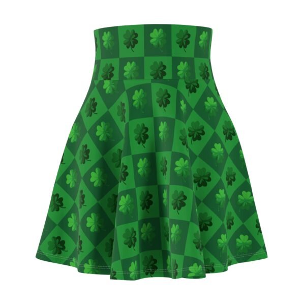 Shamrock Skater Skirt, St Patricks Day Women's Fashion, Lucky Clover A-Line Skirt, Green Holiday Apparel, Irish Festival Outfit, Spring - Image 3