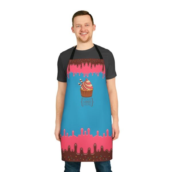 Apron, Cute Chocolate Pink Icing Confetti Design, Custom Logo, Personalized Baking Cooking Gift, Kitchen Chef, 5-Color Straps, Holiday - Image 14