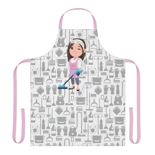 Apron, Cleaning Pattern Apron with 5-Color Straps, Kitchen Smock, Adjustable Full Coverage Workwear Pinafore, Gift for Home - Image 2