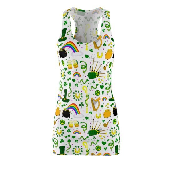 St Patrick's Day Racerback Dress, pot of gold Pattern Dress, Women's St Patty's Day Dress, Shamrock Print Dress - Image 4