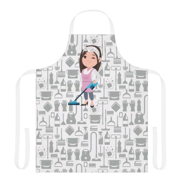 Apron, Cleaning Pattern Apron with 5-Color Straps, Kitchen Smock, Adjustable Full Coverage Workwear Pinafore, Gift for Home - Image 5
