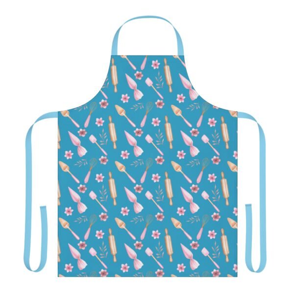 Apron, 4-Color Straps - Turquoise, Pink, Beige Bakery Pattern Kitchen Cooking Apron, Adjustable Neck Strap, Gift for Bakers, Cooking - Image 2