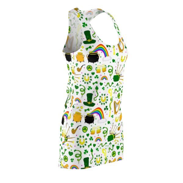 St Patrick's Day Racerback Dress, pot of gold Pattern Dress, Women's St Patty's Day Dress, Shamrock Print Dress - Image 6