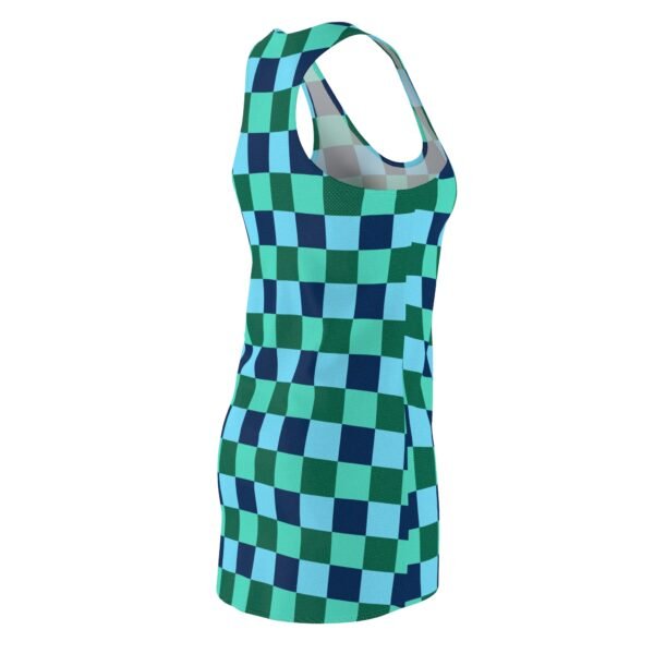 Racerback Dress, Casual Blue Checkered Dress, Spring Women's Dress, Sleeveless Summer Dress, Check Print Dress - Image 6