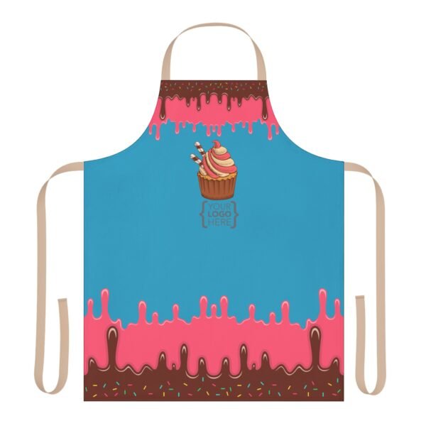 Apron, Cute Chocolate Pink Icing Confetti Design, Custom Logo, Personalized Baking Cooking Gift, Kitchen Chef, 5-Color Straps, Holiday - Image 9