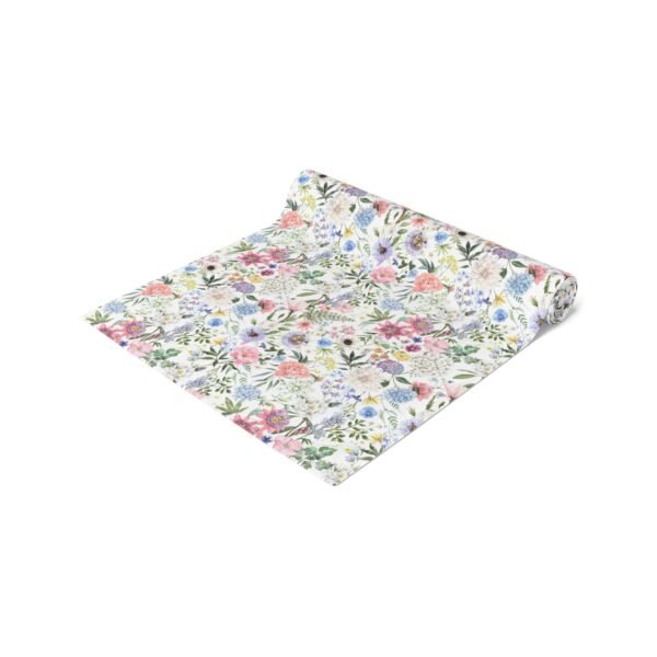 Spring Flowers Table Runner, Floral Cotton Fabric Dining Decor, Kitchen Table Linens, Home Decor Gift, - Image 3