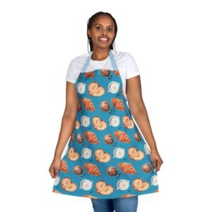 bakery pattern on turquoise apron 5 strap colors