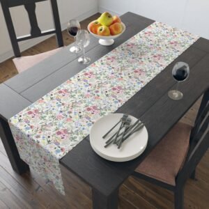 Spring Flowers Table Runner, Floral Cotton Fabric Dining Decor, Kitchen Table Linens, Home Decor Gift,