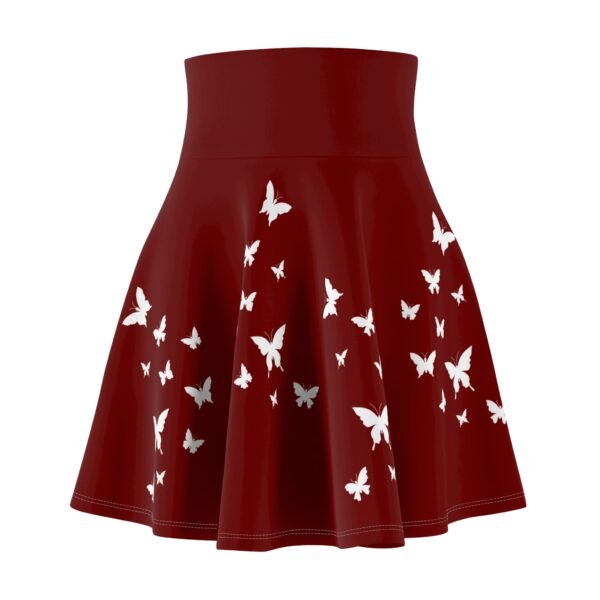 Red Skater Skirt, White Butterflies, Women's A-Line Apparel, Cute Fashion Clothing, Romantic Midi Skirt - Image 5