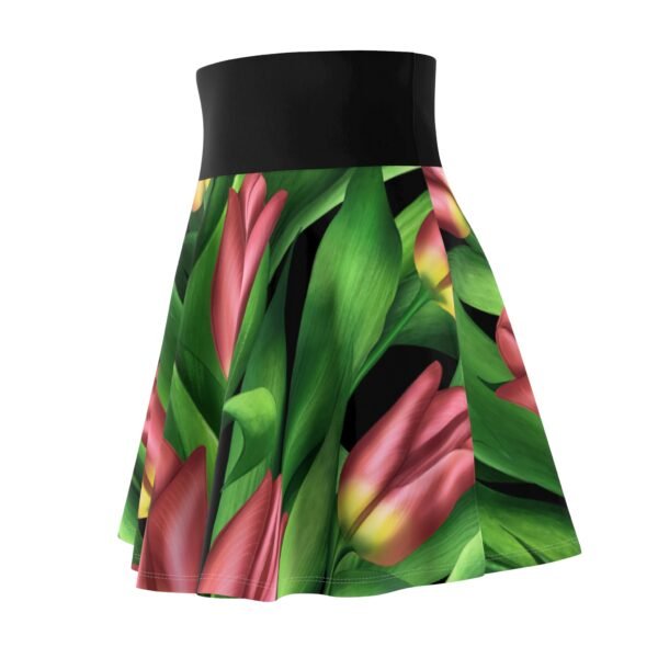 Spring Tulip Women's Skater Skirt, Floral Pattern A-Line Mini Skirt, Fashionable Girly Outfit, Casual Wear, Spring - Image 7