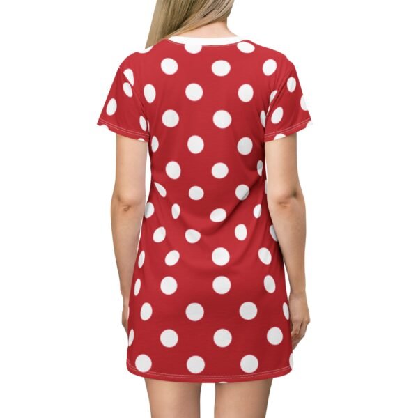 Polka Dot T-Shirt Dress, Red and White Dress, Cute Summer Dress, Casual Polka Dot Dress, Women's Tshirt Dress - Image 6