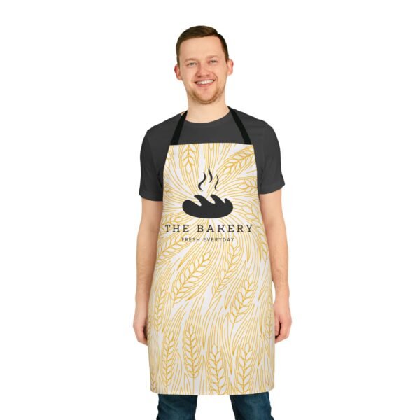 Apron, Bakery Wheat Pattern with Bread Loaf and Bakery Quote Personalized, Kitchen Cooking Gift, Custom Chef Apron, Baking Lover Gift, - Image 3