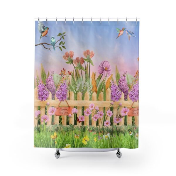 Spring Scene Shower Curtains, Floral Bathroom Decor, Nature Fabric Bath Curtain, Botanical Home Accessories, Watercolor Flower Design - Image 2